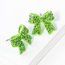 Pave bow stud earrings