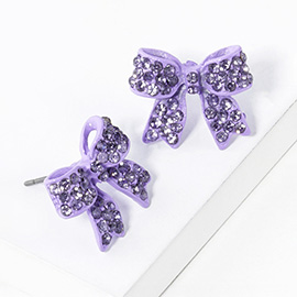 Pave bow stud earrings