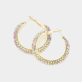 Crystal Rhinestone 1.6 Inch Hoop Earrings