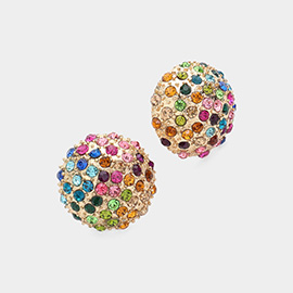 Rhinestone Embellished Dome Stud Earrings