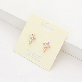 Crystal Cross Stud Earrings