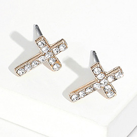 Crystal Cross Stud Earrings