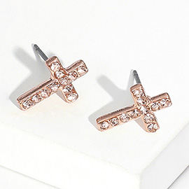 Crystal Cross Stud Earrings