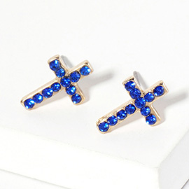 Crystal Cross Stud Earrings