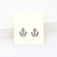 Crystal Pave Anchor Stud Earrings