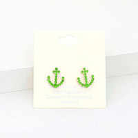 Crystal Pave Anchor Stud Earrings