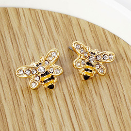 Crystal Bumblebee Stud Post Earrings