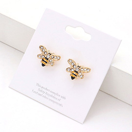 Crystal Bumblebee Stud Post Earrings