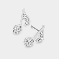 Pave music note stud earrings