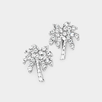 Crystal Palm Tree Stud Earrings