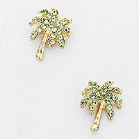 Crystal Palm Tree Stud Earrings