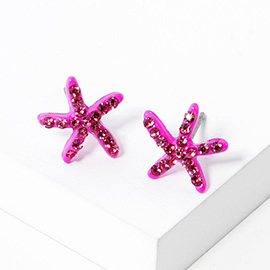 Crystal Paved Starfish Stud Earrings