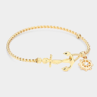 Nautical Anchor Helm Charm Hook Bracelet