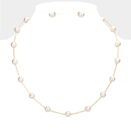 Pearl Ball Station Necklace