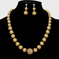 Crystal Ball Accented Pearl Necklace