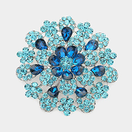 Oversized Flower Crystal Pave Pin Brooch