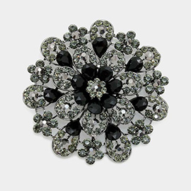 Oversized Flower Crystal Pave Pin Brooch