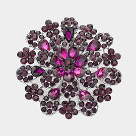 Oversized Flower Crystal Pave Pin Brooch