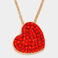 Crystal pave heart necklace