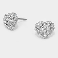 Crystal pave heart stud earrings