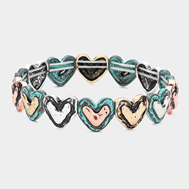 Vintage Metal Heart Stretch Bracelet