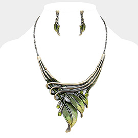 Colored Metal Rhythmical Feather Necklace