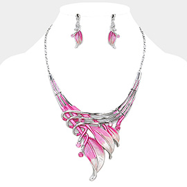 Colored Metal Rhythmical Feather Necklace