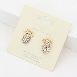 Crystal Pave Pineapple Stud Earrings