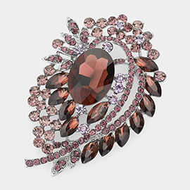 Oval Stone Accented Bouquet Pin Brooch