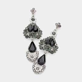 Crystal Rhinestone Teardrop Heart Evening Earrings