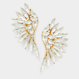 Marquise Stone Cluster Wing Clip on Earrings