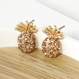 Crystal Pave Pineapple Stud Earrings