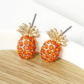 Crystal Pave Pineapple Stud Earrings