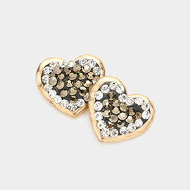 Crystal pave heart stud earrings