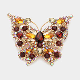 Glass Crystal Butterfly Pin Brooch