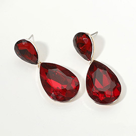 Glass Crystal Teardrop Evening Earrings