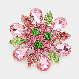 Floral Glass Stone Pin Brooch