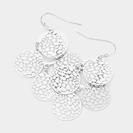 Layered Filigree Metal Disc Dangle Earrings