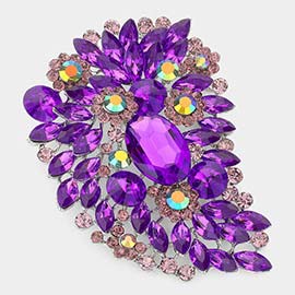 Oversize Multi Stone Floral Pin Brooch