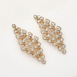 Round Stone Teardrop Cluster Vine Earrings