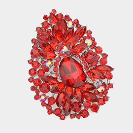 Crystal Rhinestone Teardrop Bouquet Pin Brooch