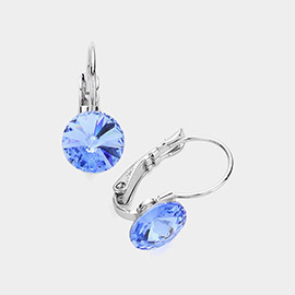 Genuine Round Crystal Lever Back Earrings