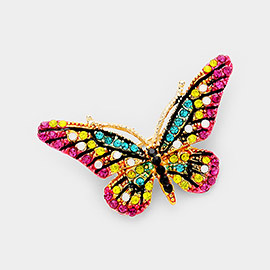 Crystal Rhinestone Paved Butterfly Pin Brooch