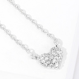 CZ Stone Paved Heart Pendant Necklace