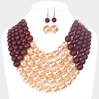 Chunky Multi Strand Pearl Bib Necklace