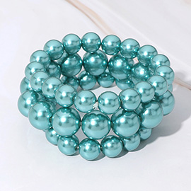 3PCS - Pearl Beaded Stretch Multi Layered Bracelets