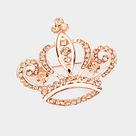 Stone Embellished Crown Pin Brooch