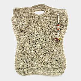 Crochet Pearl Bead Cluster Charm Tote Bags