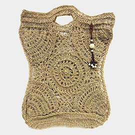 Crochet Pearl Bead Cluster Charm Tote Bags