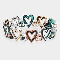 Cut Out Heart Metal Stretch Bracelet